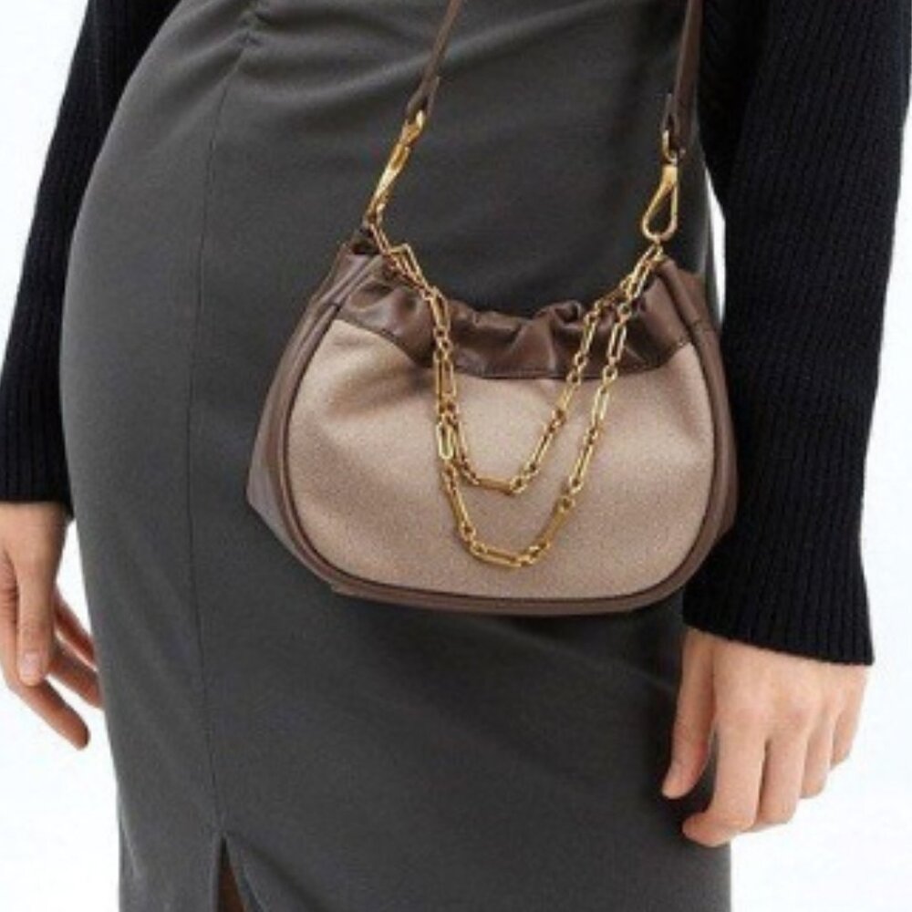 Charles & Keith Handbag/Shoulder Bag 2 Tone Brown… - image 3